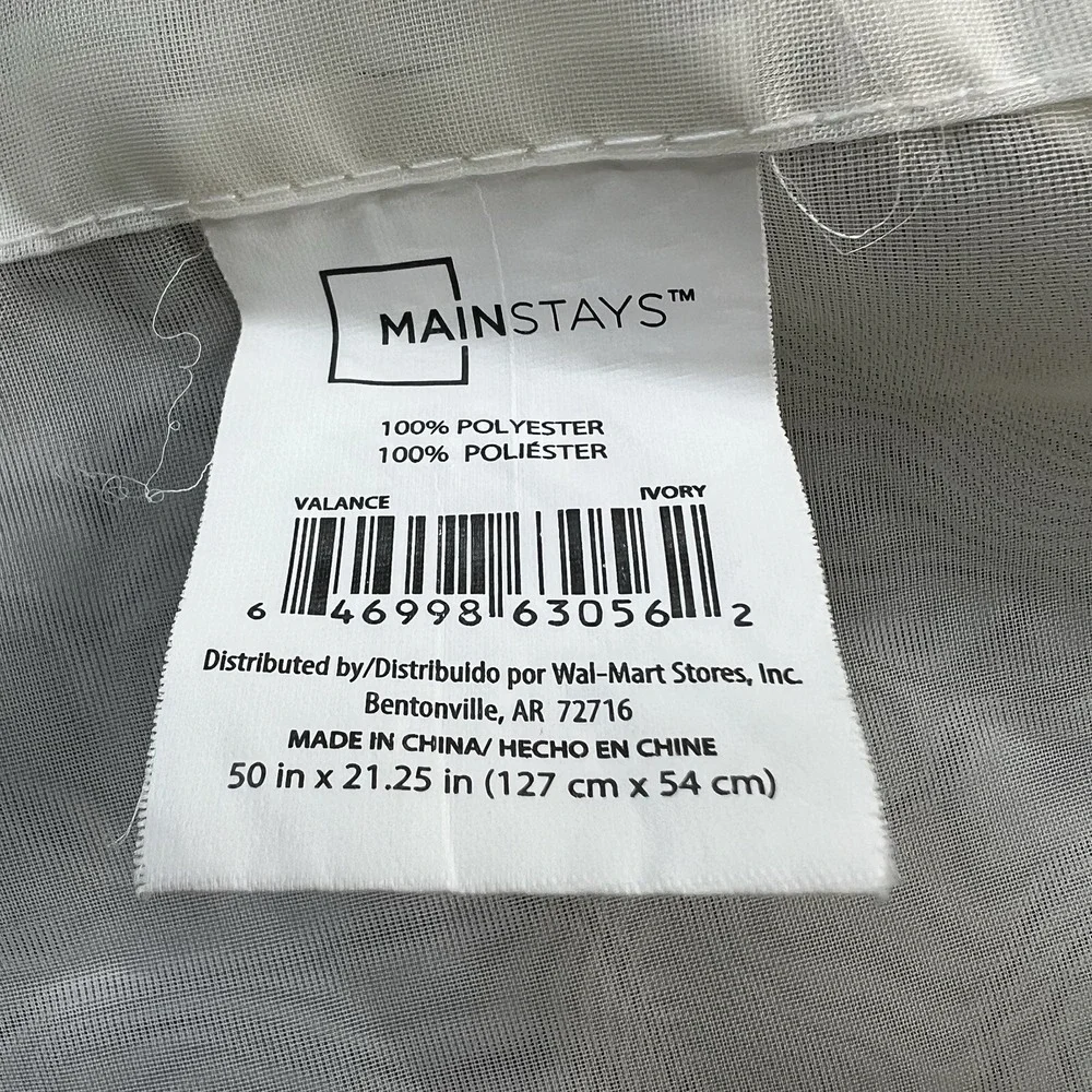 Mainstays Set of 4 Ivory Sheer Lace Valances Rod Pocket 50 X 21.25 Farmhouse
